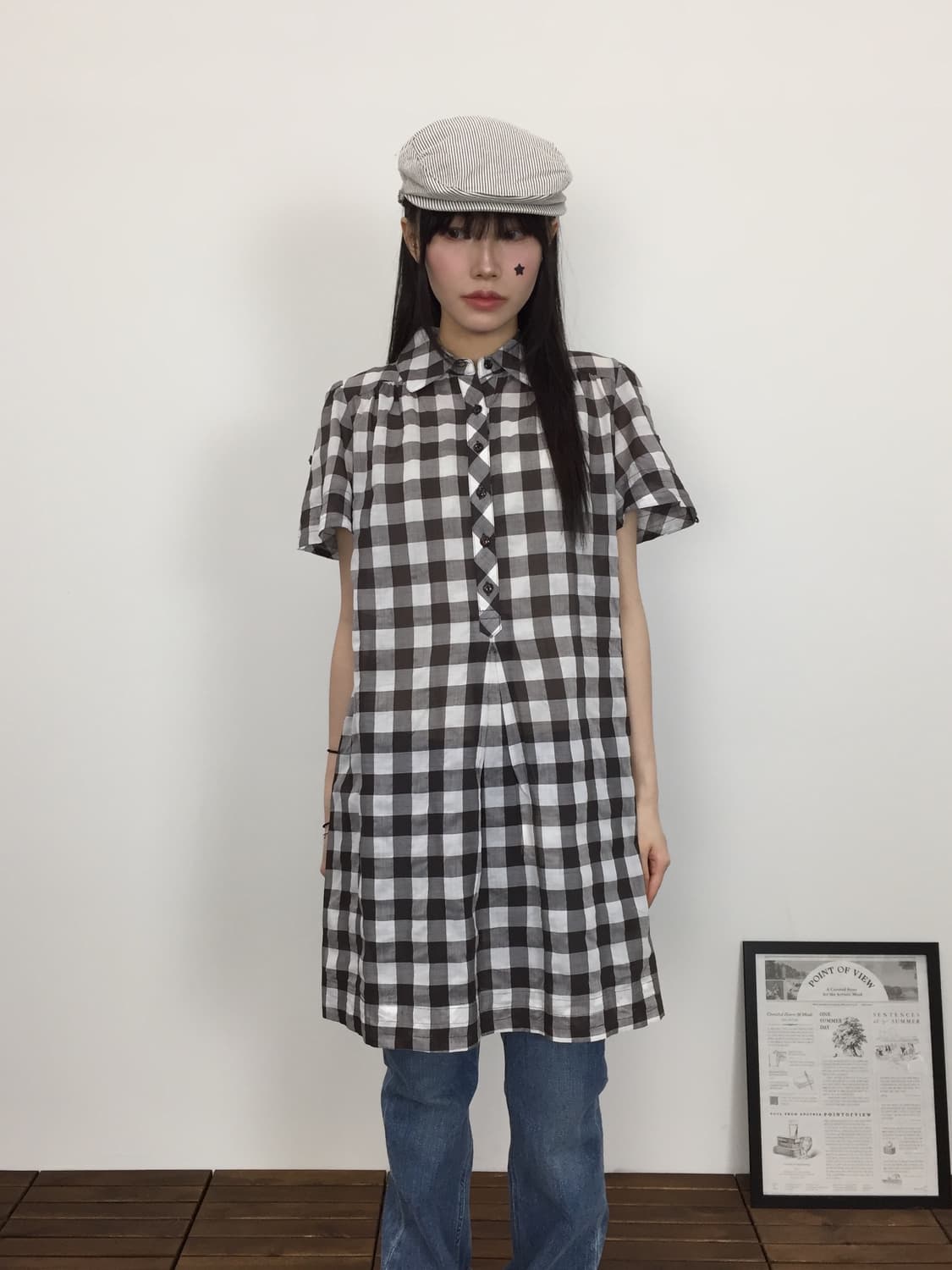 'Vert Dense' Checked Midi Onepiece 상품이미지1