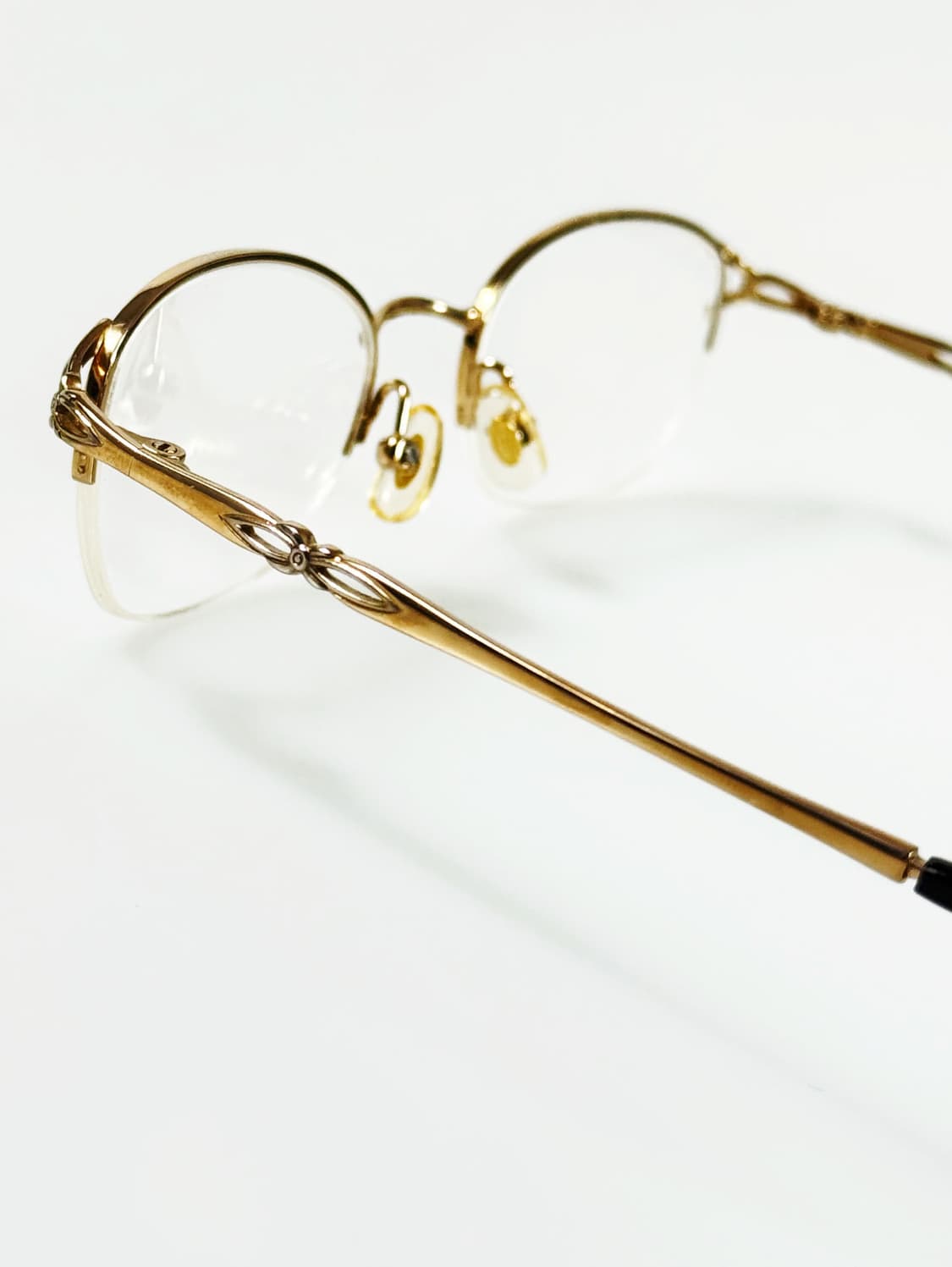 90s 골드 티타늄 반무테 스퀘어 빈티지 데드스탁 안경 상품이미지4