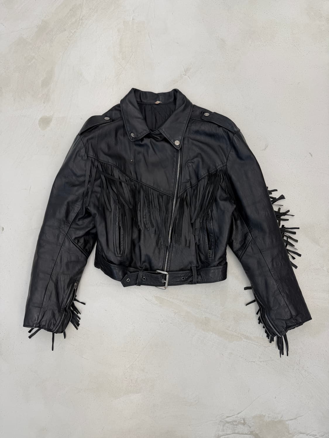 Fringe Cropped lether jacket 상품이미지2