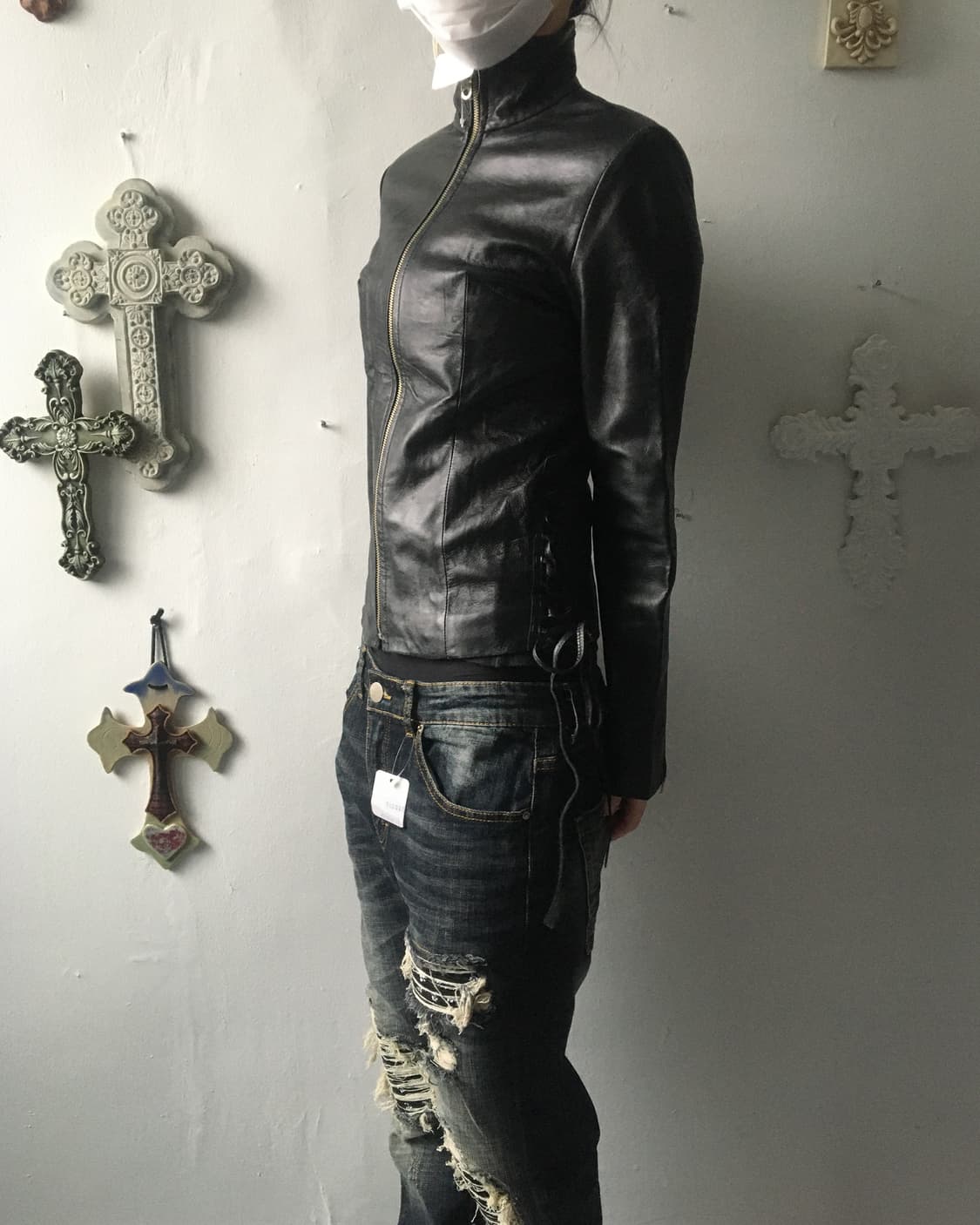 Side lace up point lamb leather jacket 상품이미지6