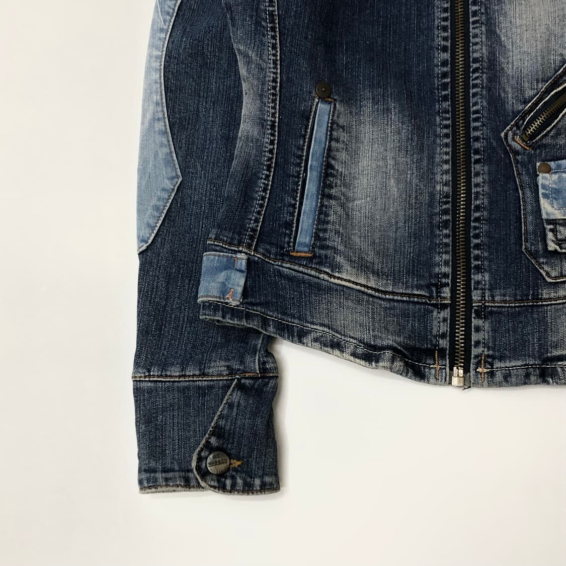 Wagoon 멀티포켓 워싱 데님 바이커 자켓   상품이미지5