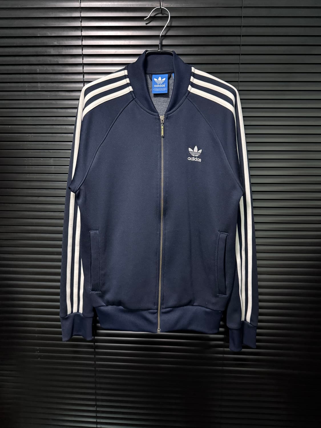 아디다스 오리지널 남색 네이비 노카라 져지 저지 트랙탑 100 L 집업 상품이미지2