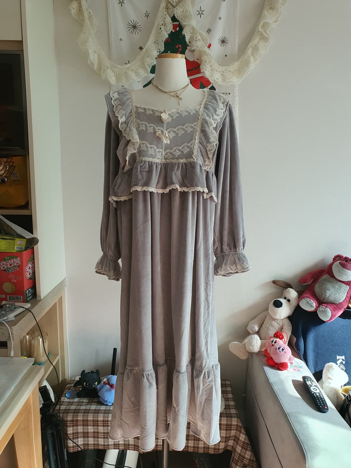 [로판풍] 레이스 롱 원피스 잠옷 홈웨어 상품이미지2