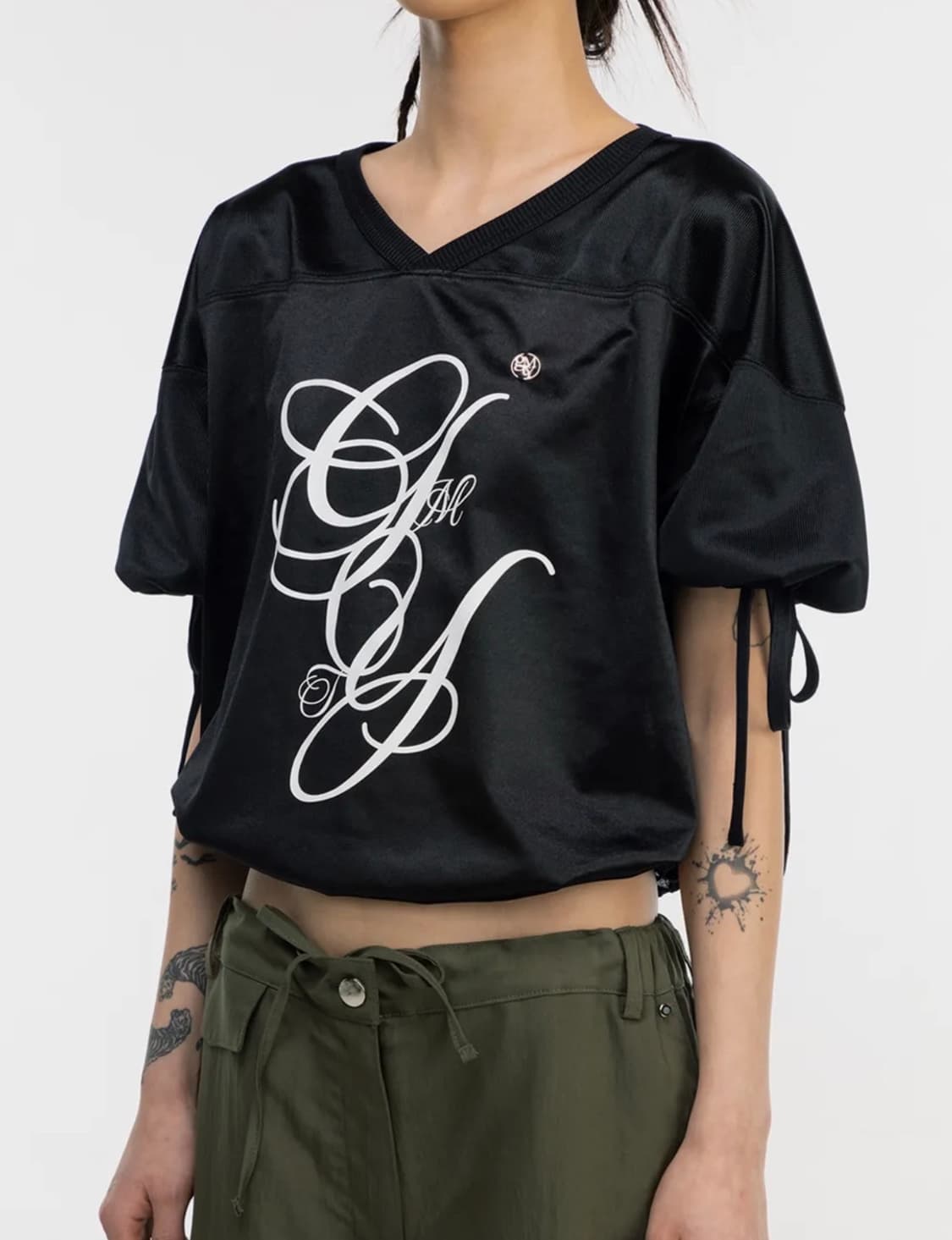 김미더영 G_FOOTBALL LACE T_SHIRT / BLACK 상품이미지2