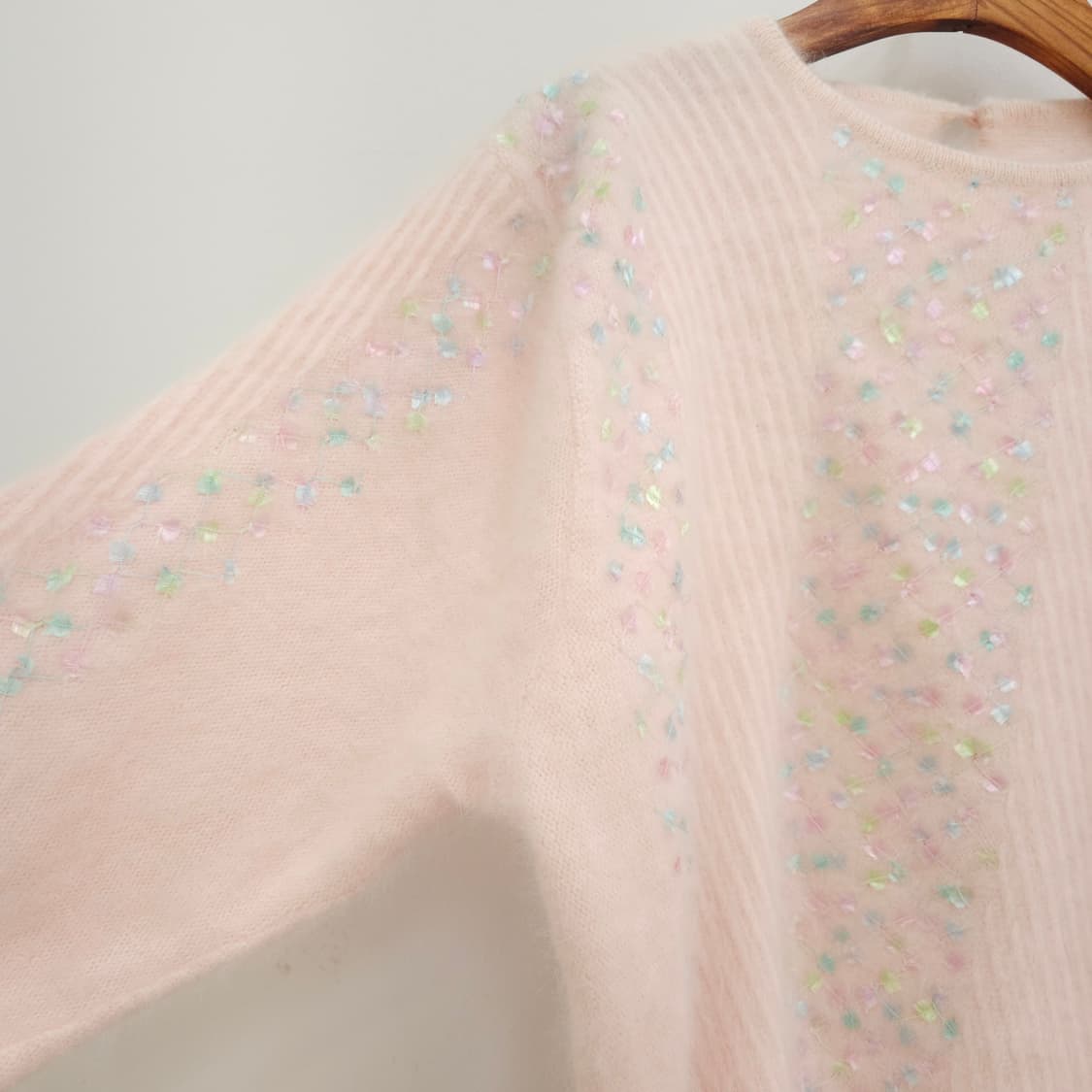 핑크 파스텔 자수 앙고라 니트 상품이미지4