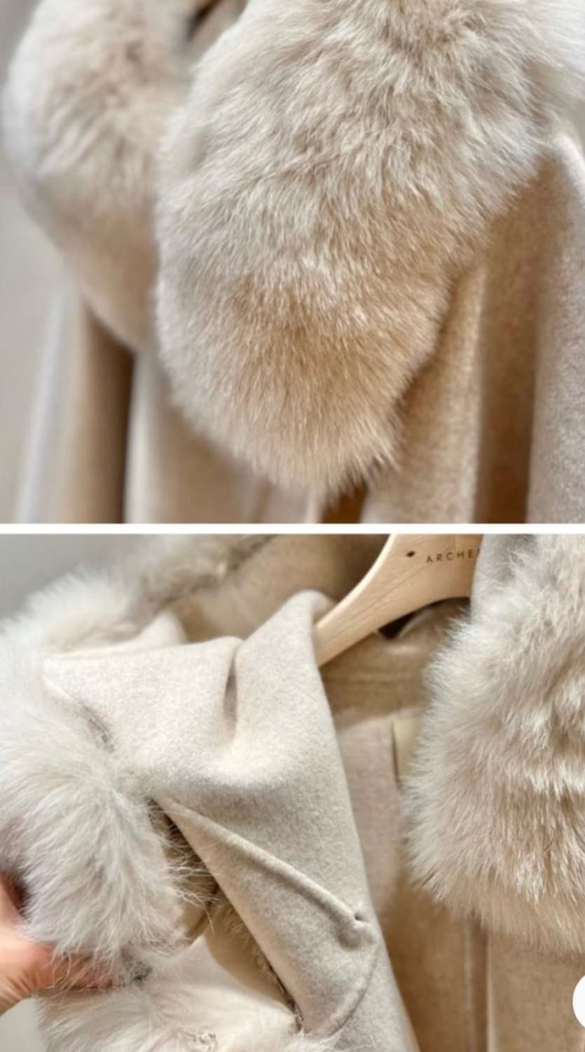 사가폭스 퍼 후드 케이프 코트 판초 상품이미지4