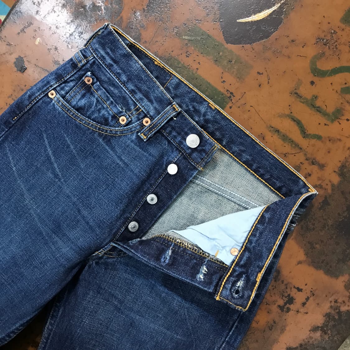 리바이스 501 진청 워시드 데님 팬츠 허리 25 사이즈 상품이미지5