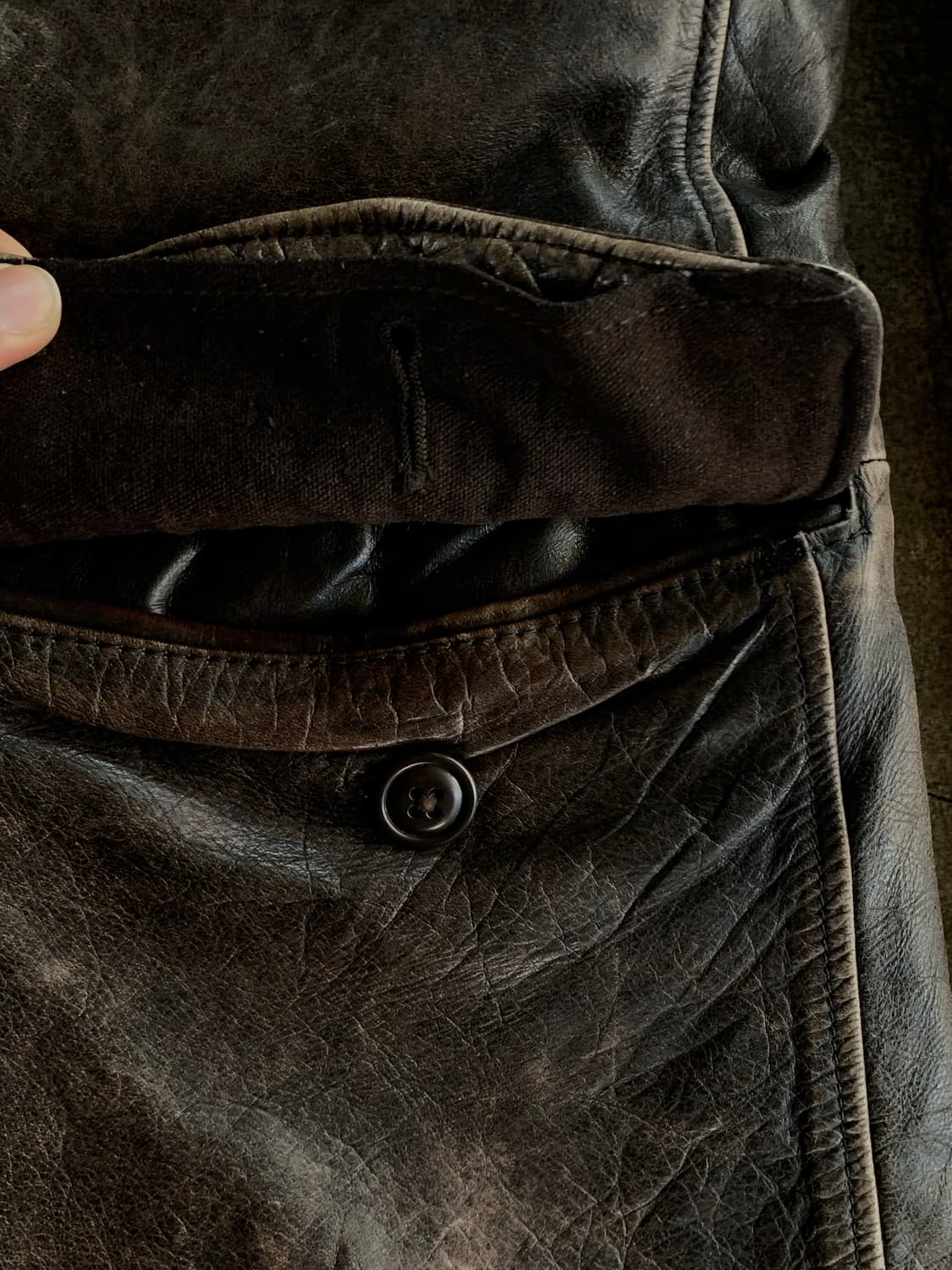 2000s 올드 갭 M-43 모티브 레더 필드 자켓 브라운 상품이미지5