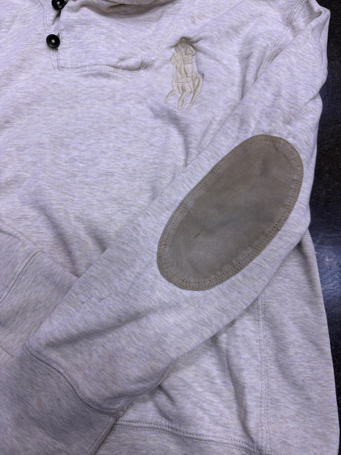 폴로 랄프로렌 빅포니 자수 코튼 숄카라 엘보 패치 티셔츠 M 상품이미지5