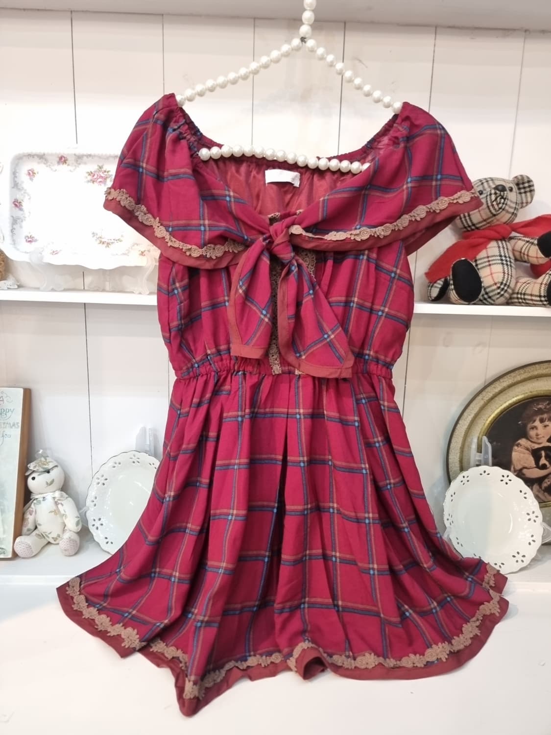 Liz Lisa 클래식 체크 리본 원피스 상품이미지1