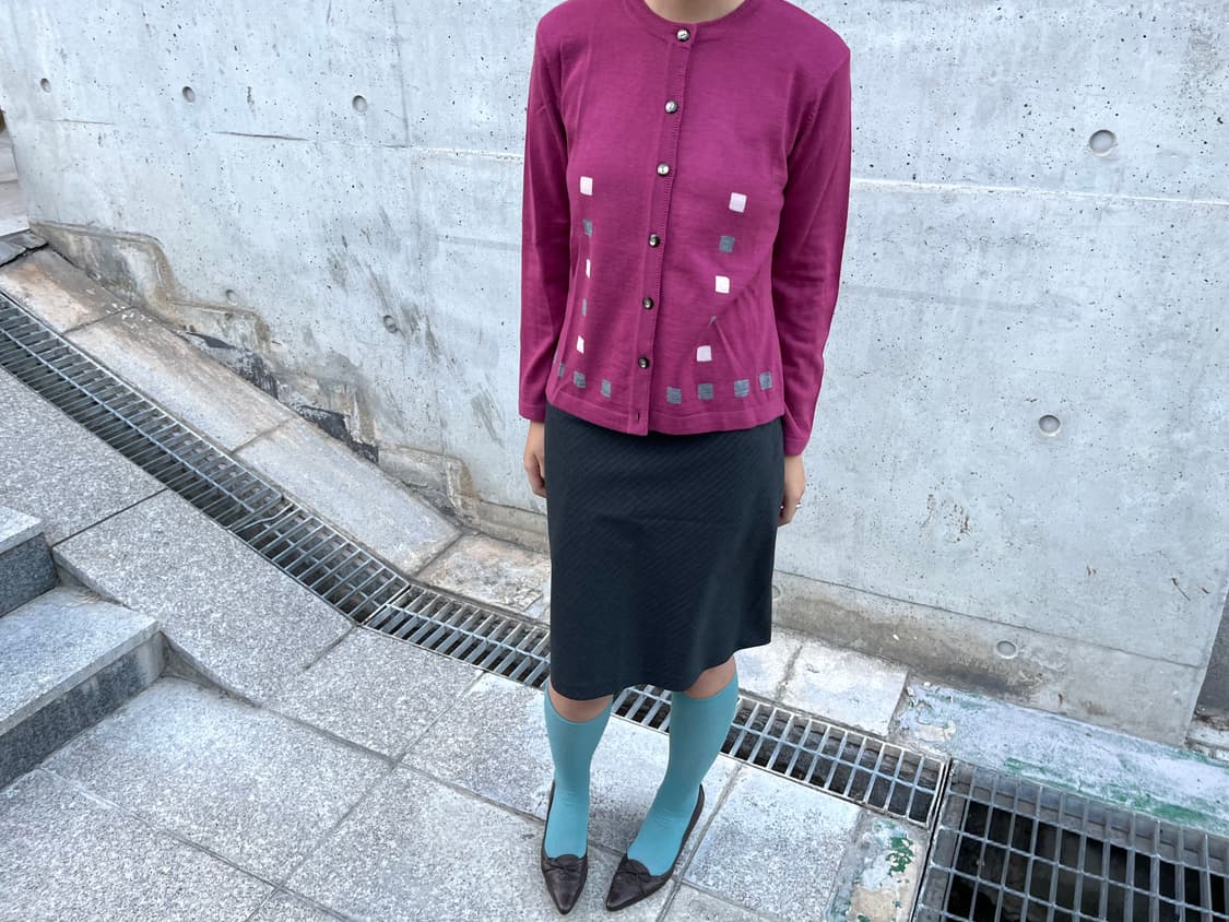 Dark Pink Round Neck Cardigan 상품이미지1