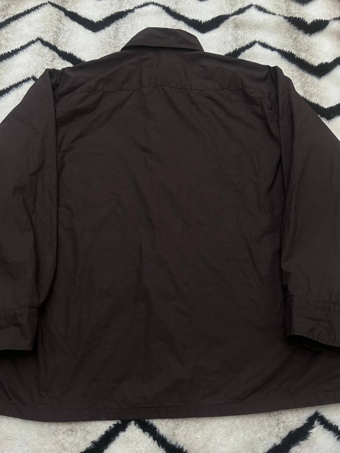 [L]유니클로U 오버핏 투포켓 셔츠/안감기모/브라운 상품이미지4