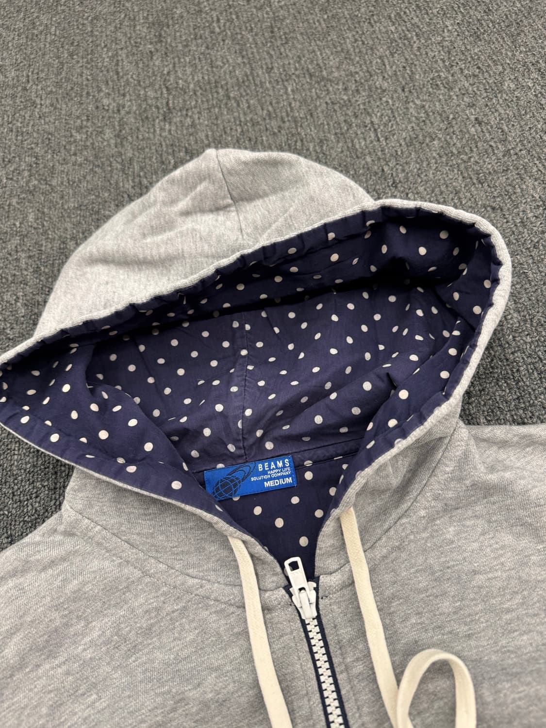 M)Beams 후드 도트패턴 그레이 후드집업 상품이미지8