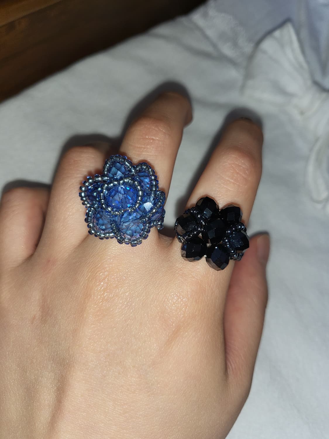 블루블랙베리 비즈 꽃반지 set 상품이미지1