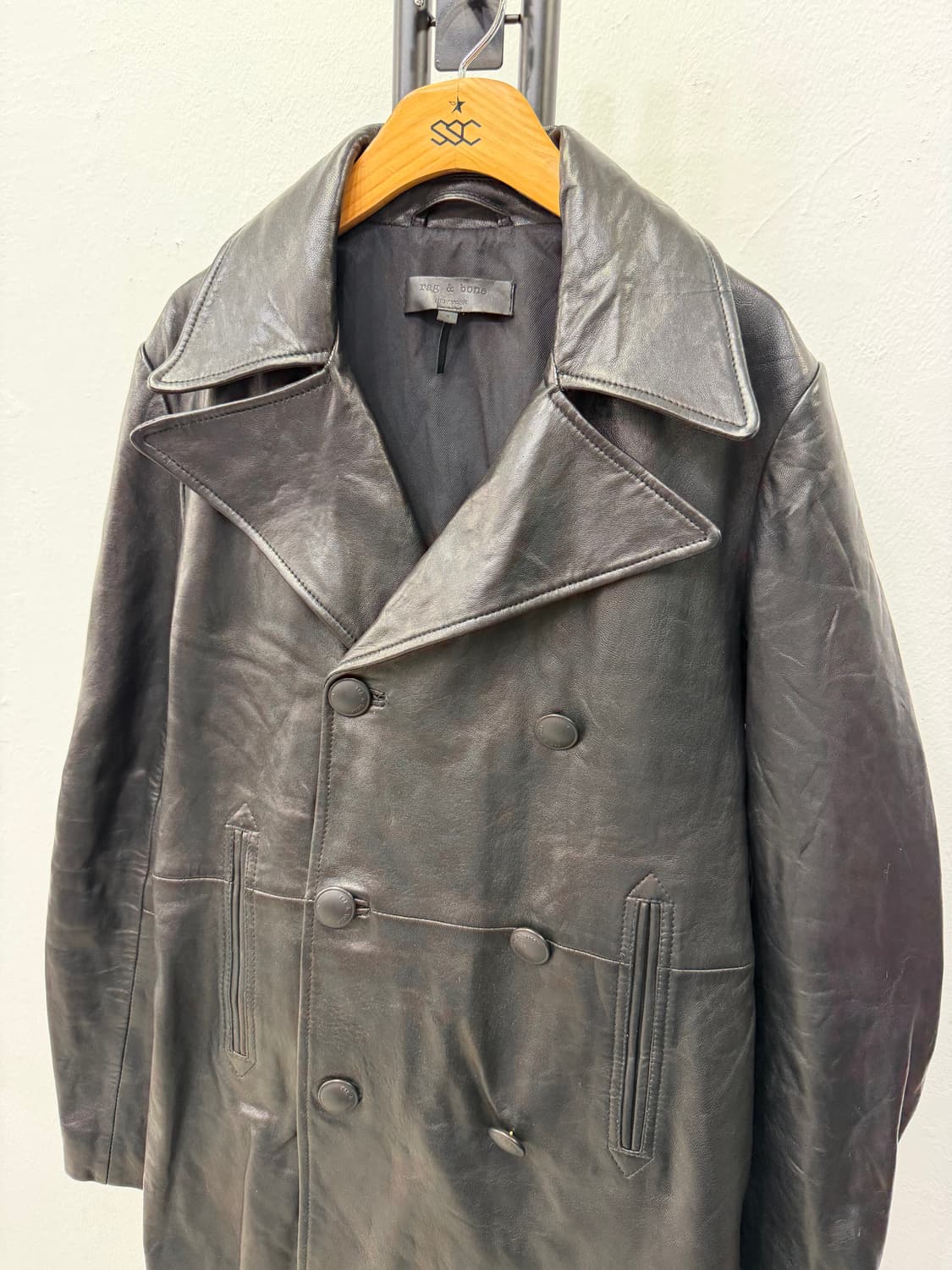 정품) rag&bone 랙앤본 블랙 여성 가죽 코트 4 상품이미지3