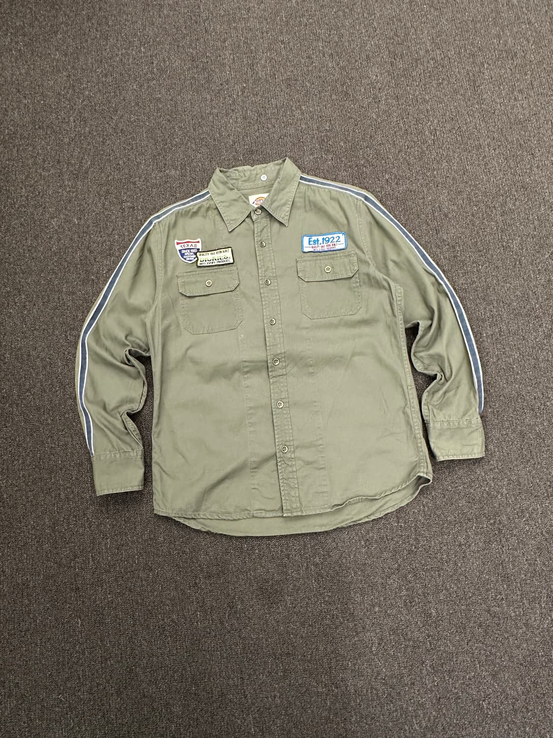 L)Dickies vintage 패치 디테일 카키 워크셔츠 상품이미지1