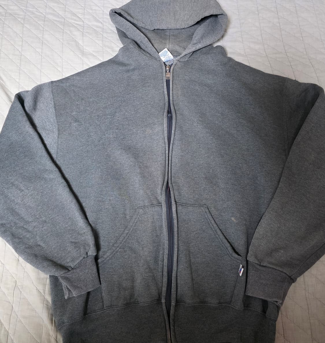 [XL]90s 빈티지 러셀 애슬레틱 후드집업 다크그레이 ver.더티페이드 상품이미지1