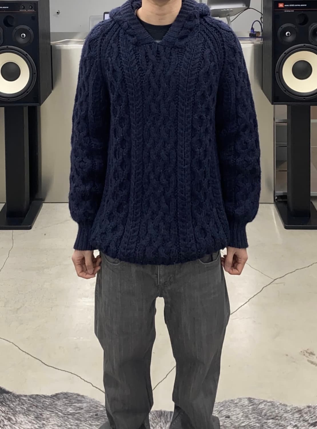 언유즈드 알파카 울 케이블 니트 후디 상품이미지3