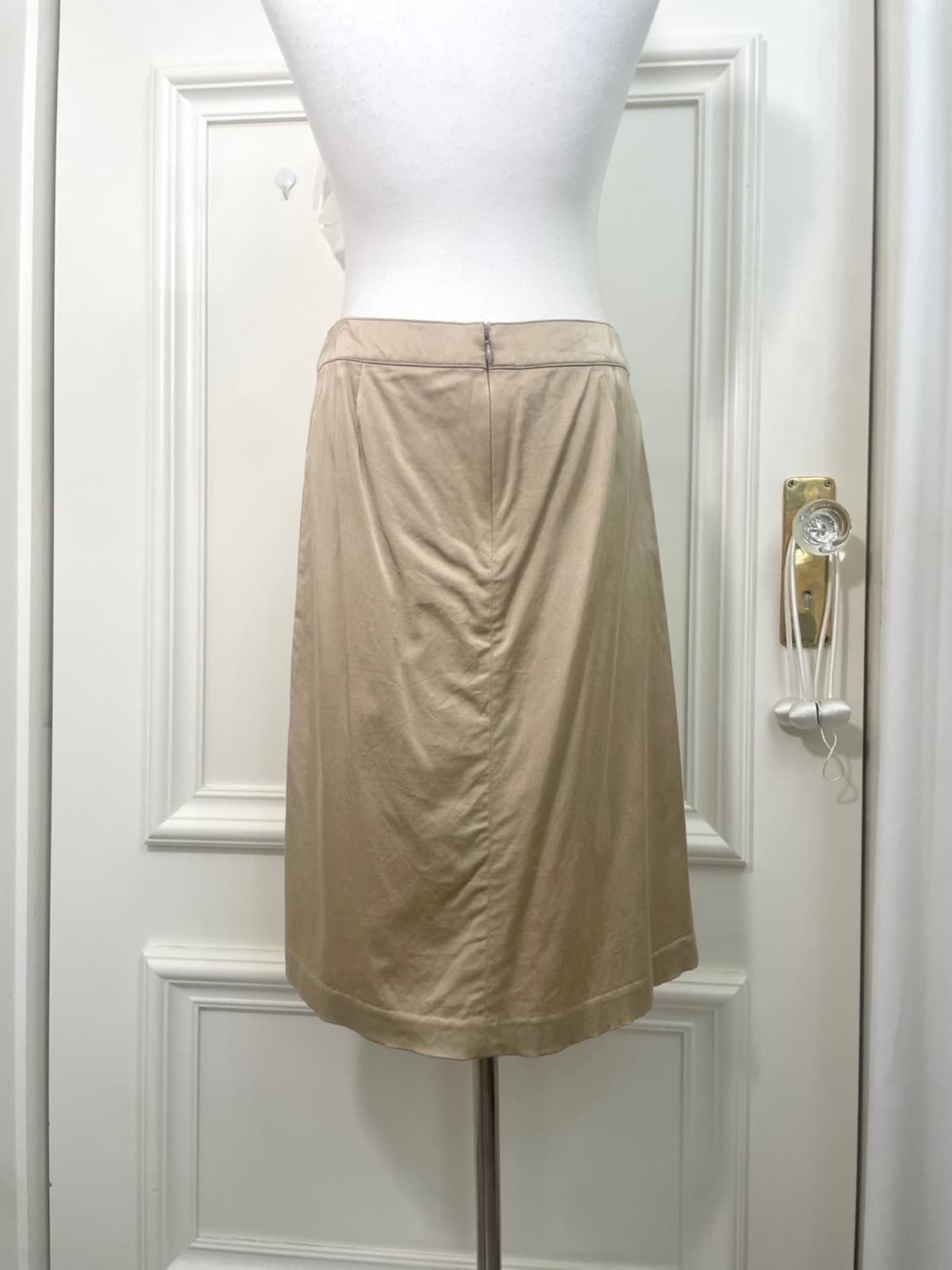 beige viscose cotton pleats midi skirt 상품이미지4