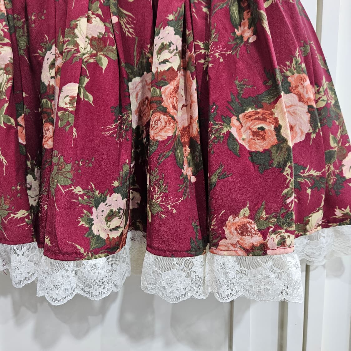 플라워 레이스 와인 미니 스커트 상품이미지7