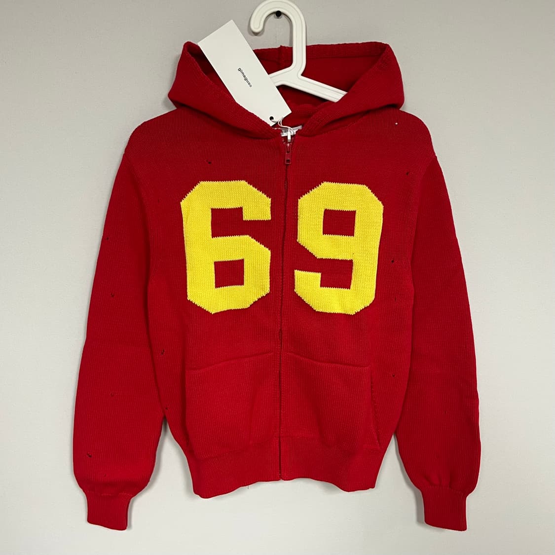 [XS,S]기마구아스 69 니트 후드 집업/레드 상품이미지2