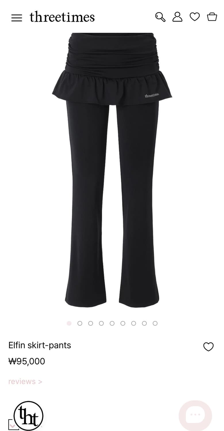 쓰리타임즈 Threetimes 엘핀 스커트 팬츠 블랙 M 상품이미지1