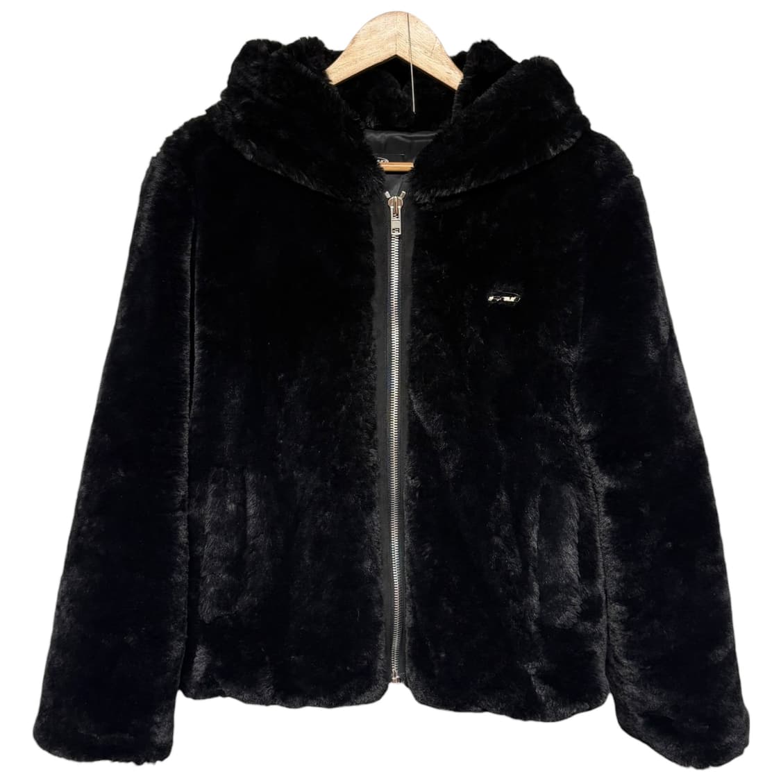 3728 FAD 블랙 후드 루즈핏 퍼자켓 상품이미지1