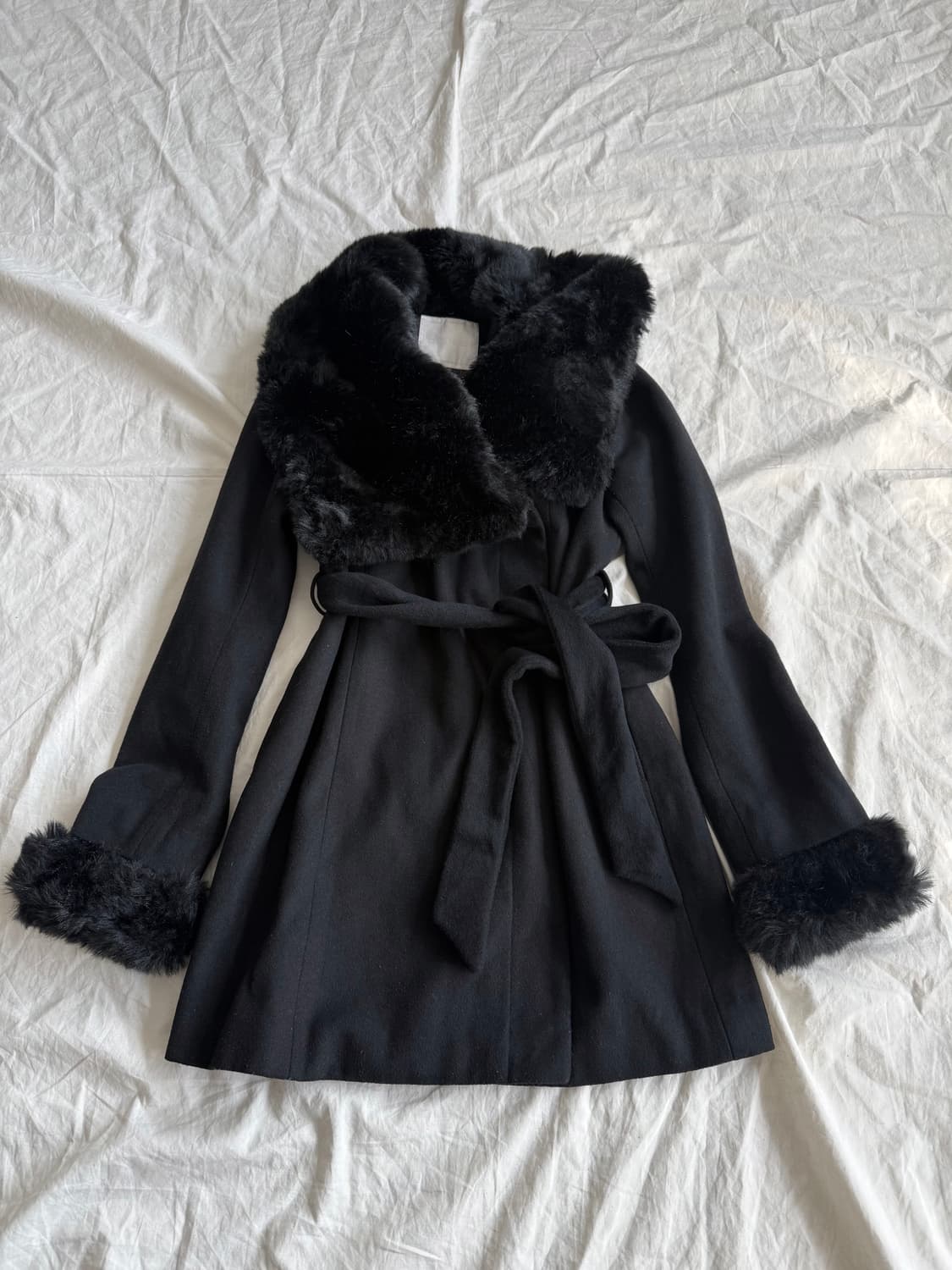 세실맥비 고딕 오네갸루 고스로리 펑크 퍼 트리밍 울 코트  상품이미지1