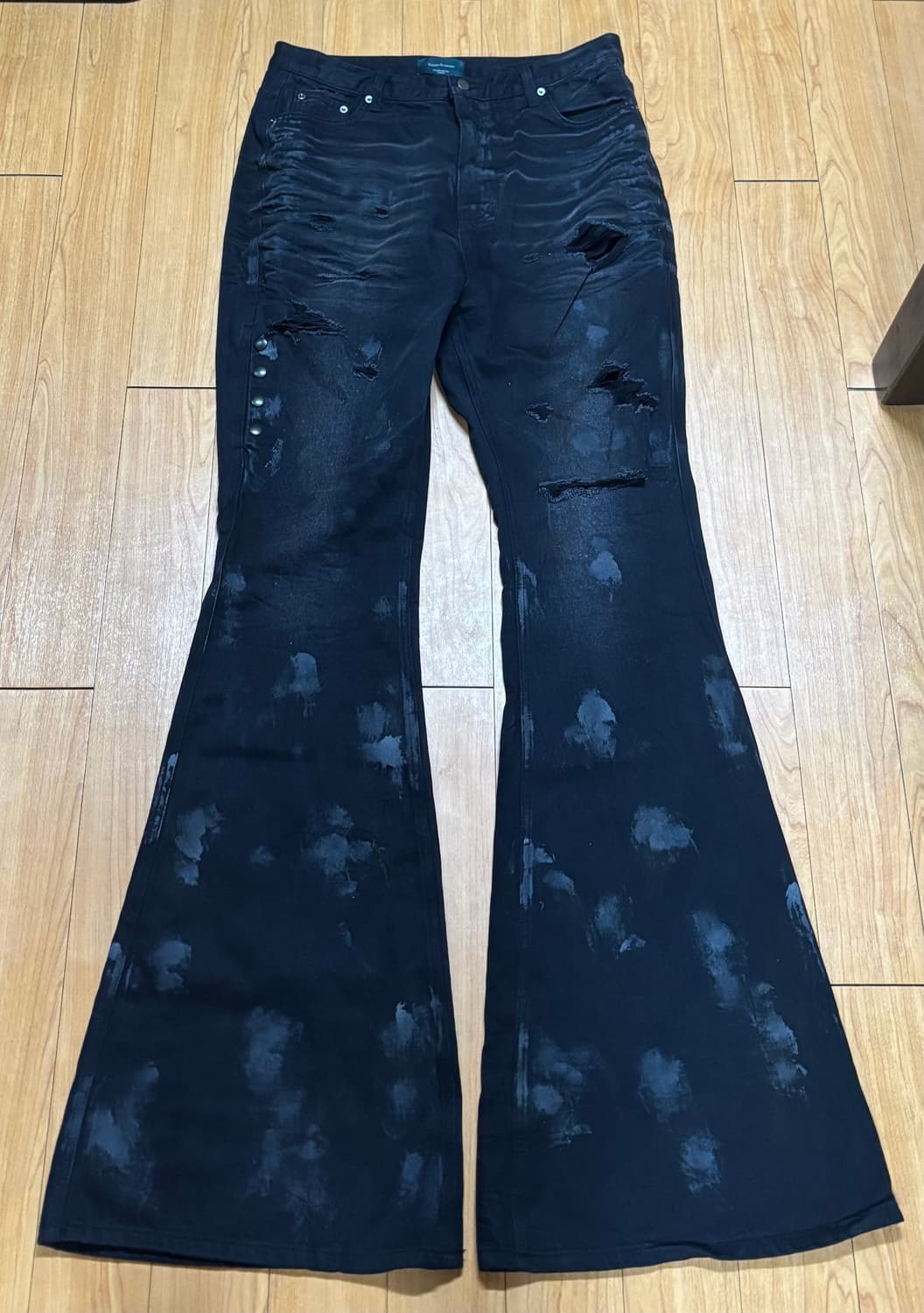 [2] 언더마이카 머드 디스트로이드 와이드 플레어진 머드블랙 상품이미지3