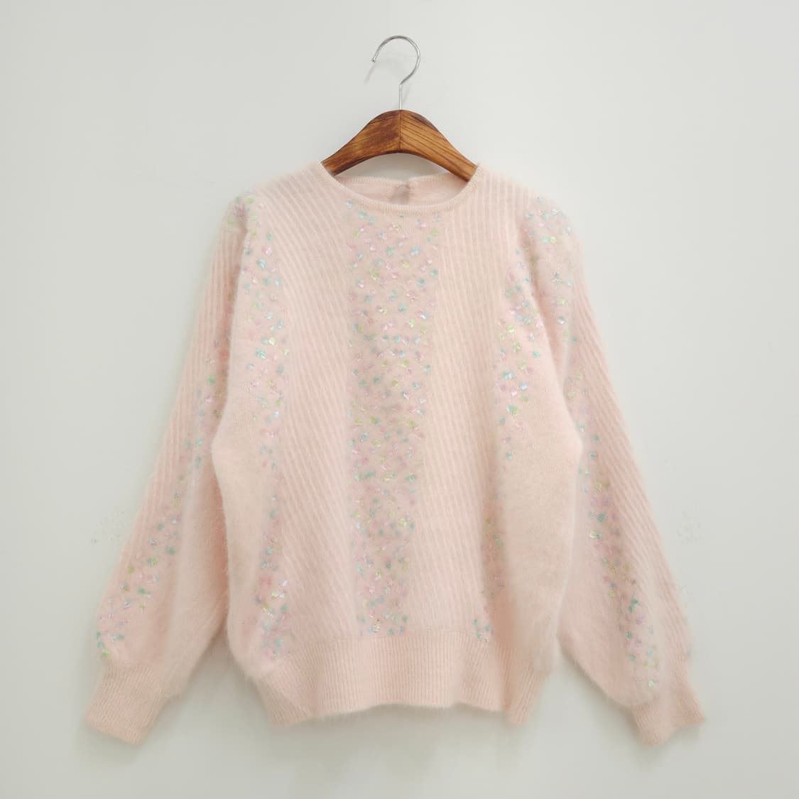 핑크 파스텔 자수 앙고라 니트 상품이미지1