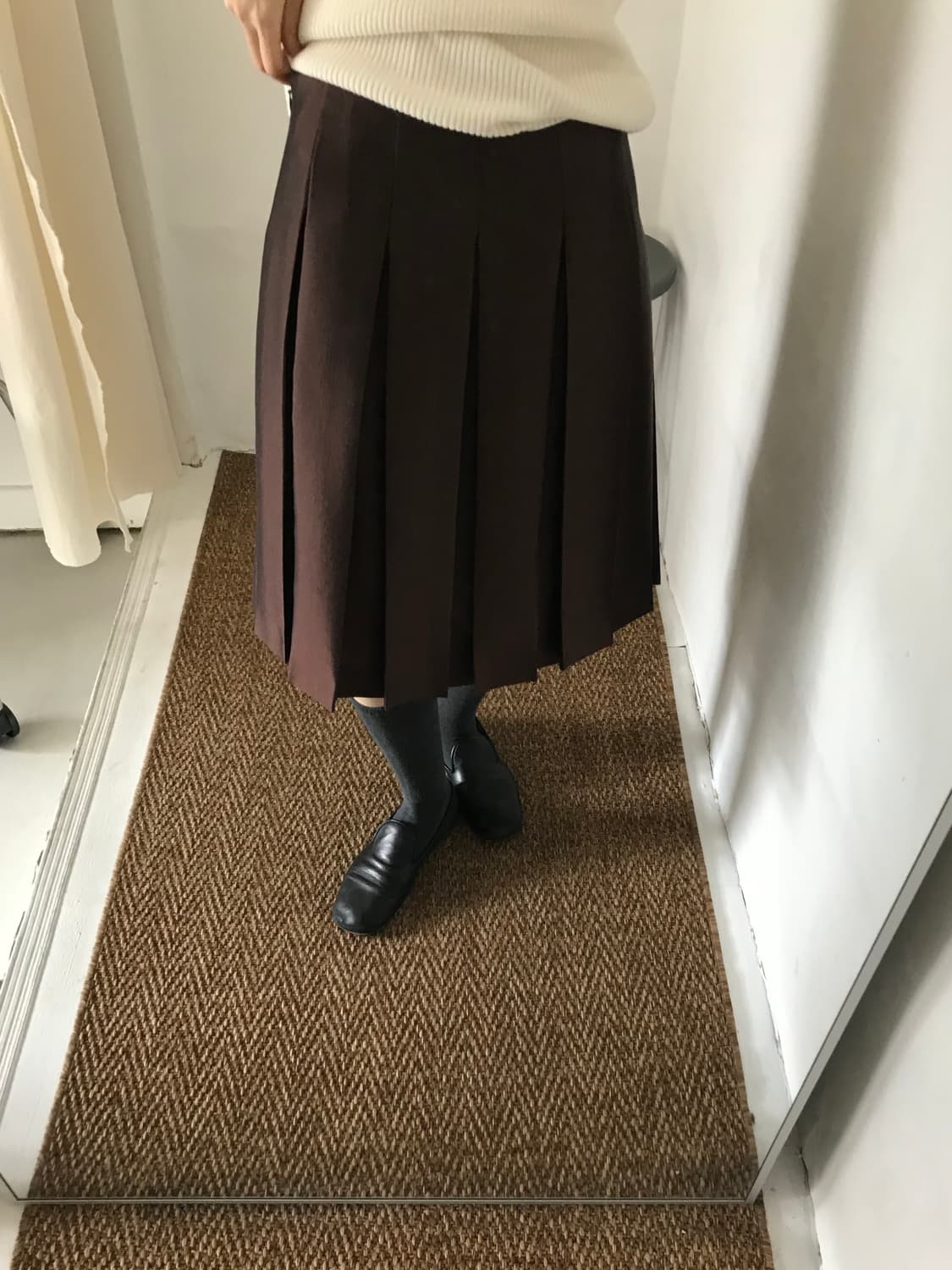 brown silk pleats skirt 상품이미지6
