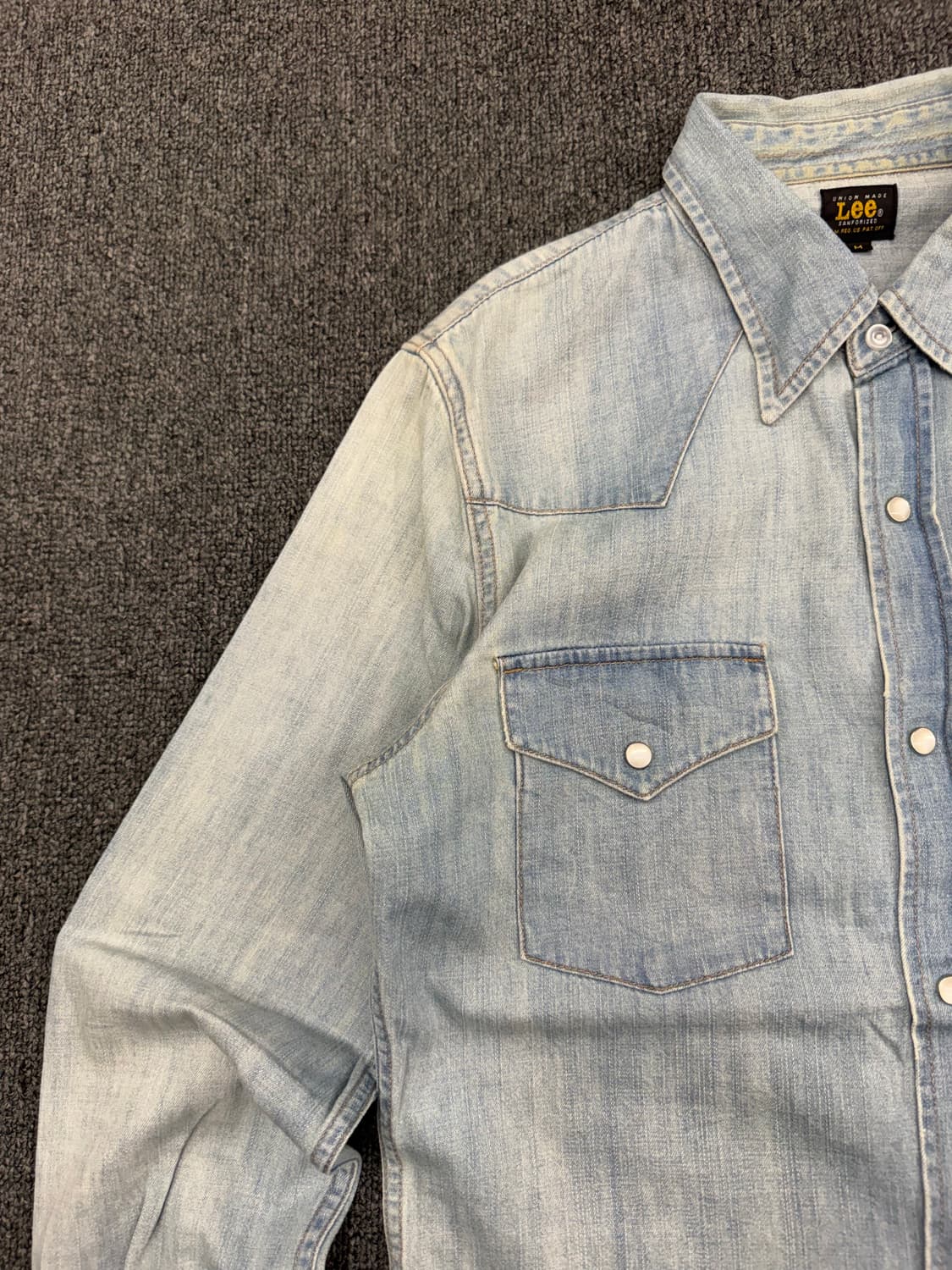 M)Lee 빈티지 워싱 연청 웨스턴 데님 셔츠 상품이미지3