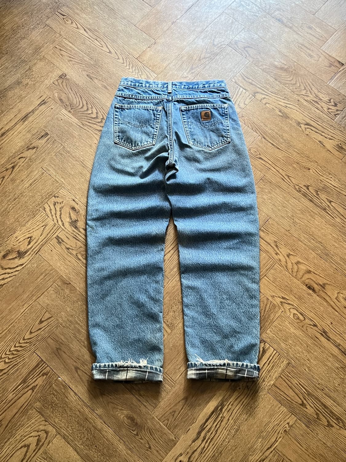 [30]칼하트 USA 체크 라이닝 빈티지 워싱 워크 데님 팬츠 상품이미지2