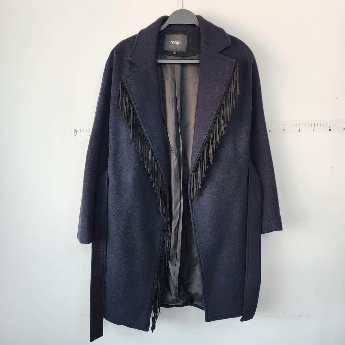 마쥬 블랙 프린지 장식 코트 상품이미지1