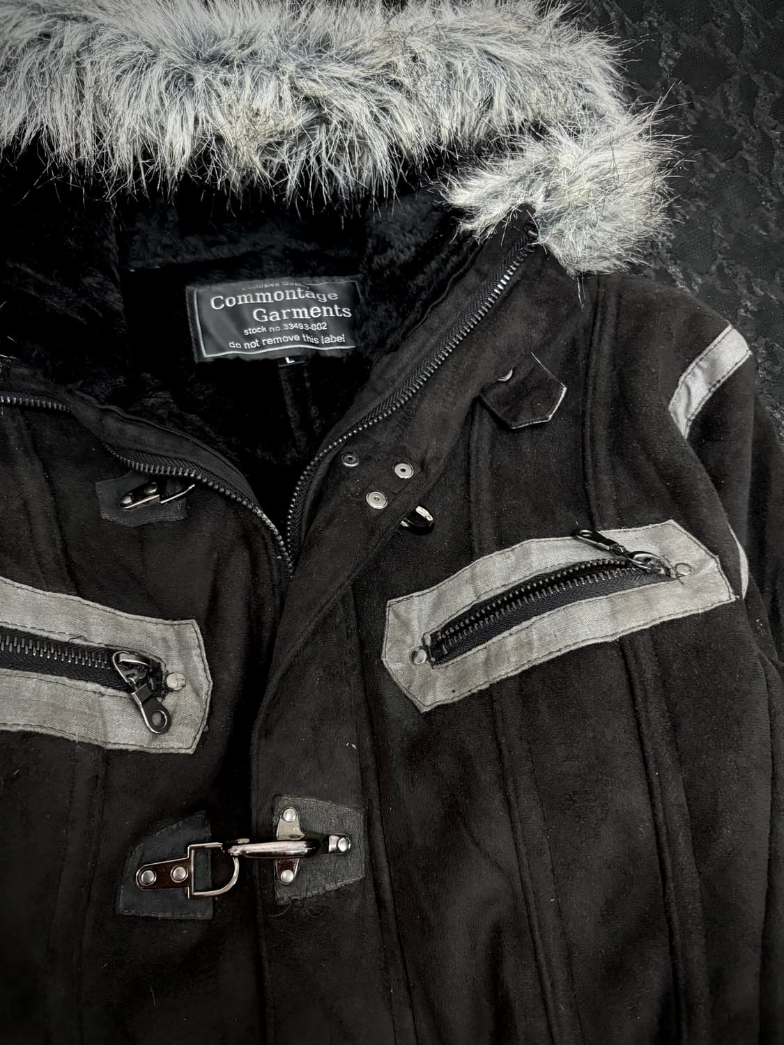 00’s Design Whiter Fur Side Zipper Black 상품이미지4
