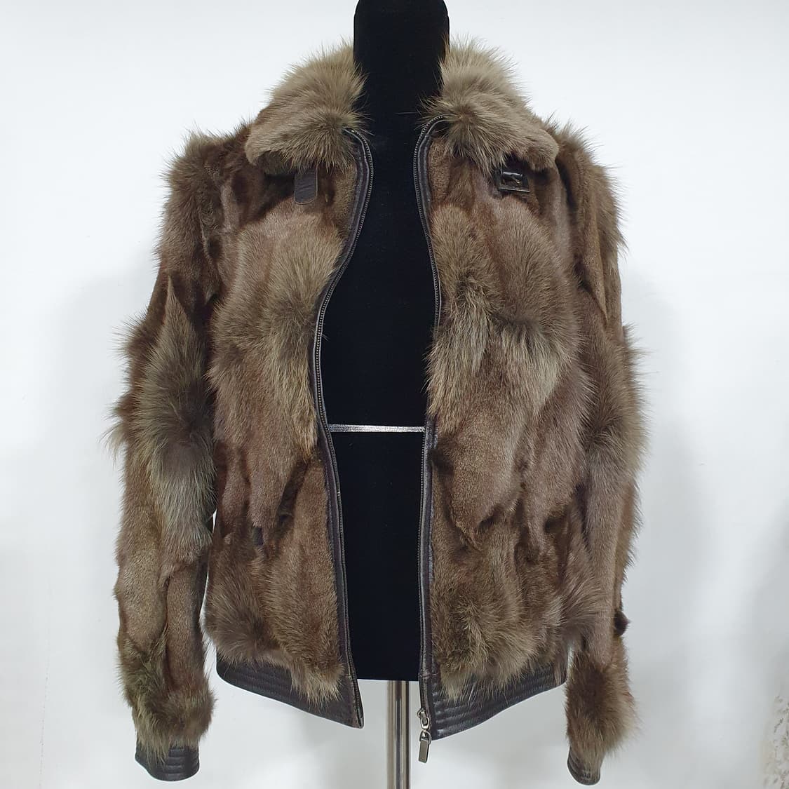 빈티지 y2k 오네갸루 뮤트톤 폭스퍼 램스킨 양가죽 배색 자켓 상품이미지2