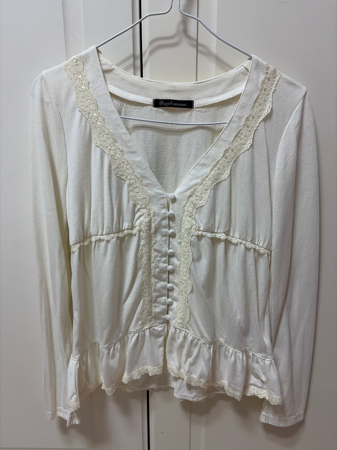 빈티지 레이스 프릴 블라우스 롱슬리브 상품이미지1