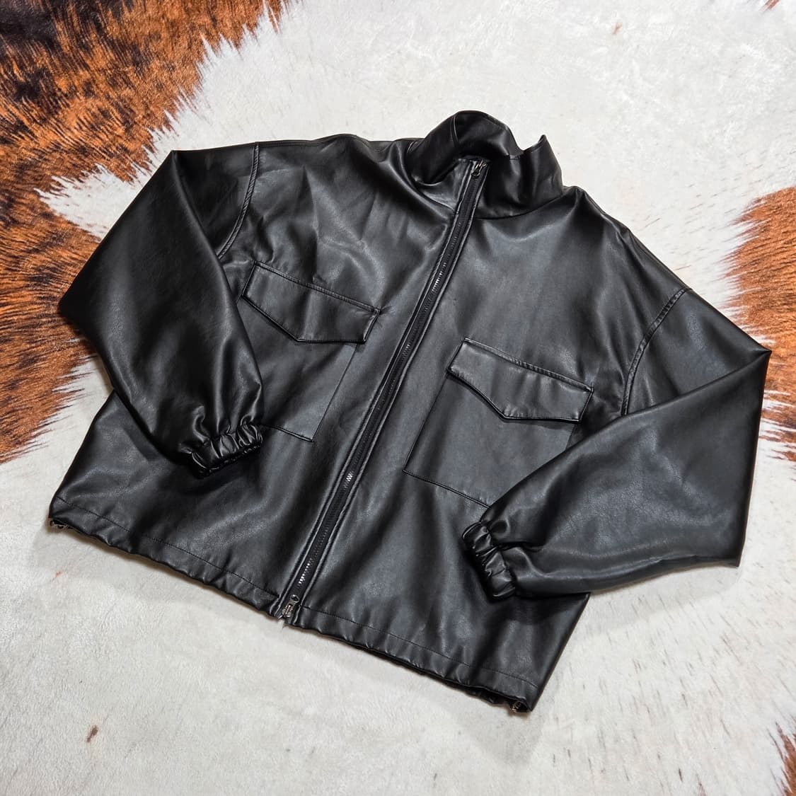 빈티지 투웨이 투포켓 오버핏 에코레더 자켓 상품이미지1