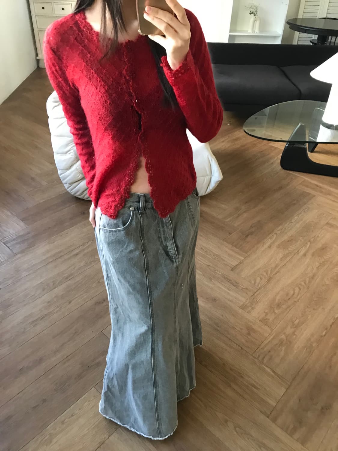 vintage denim long skirt (27inch) 상품이미지6