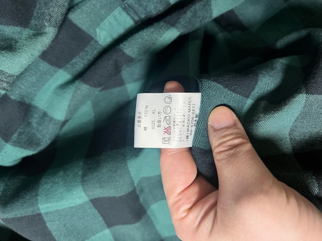 [XL] 와코마리아 체크 셔츠 그린 상품이미지6
