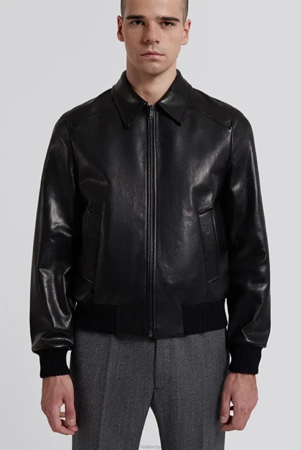 [52] 프라다 나파 레더 가죽 봄버 블루종 자켓 점퍼 상품이미지5