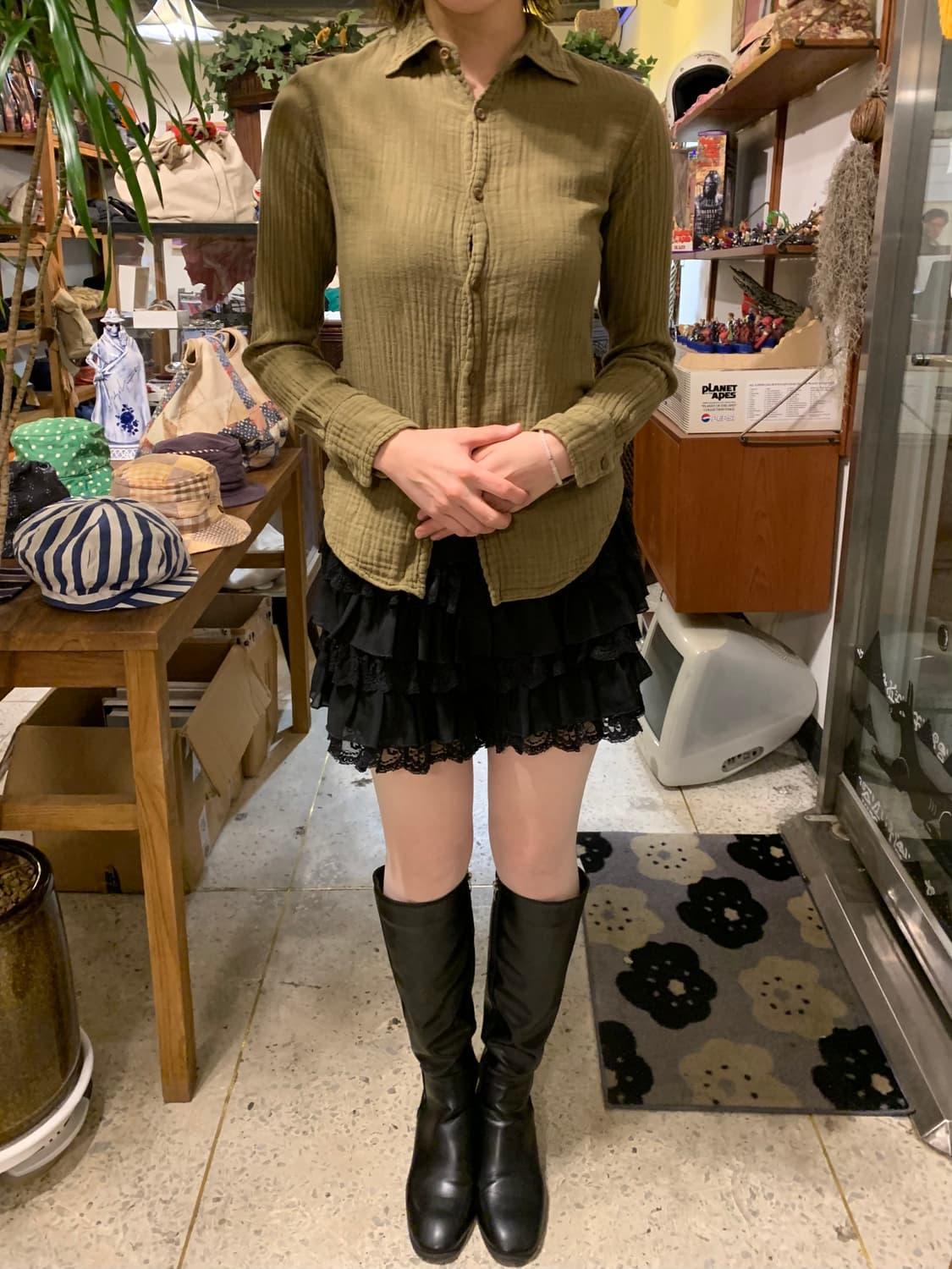 R by 45Rpm 올리브 우드 버튼 셔츠 상품이미지1