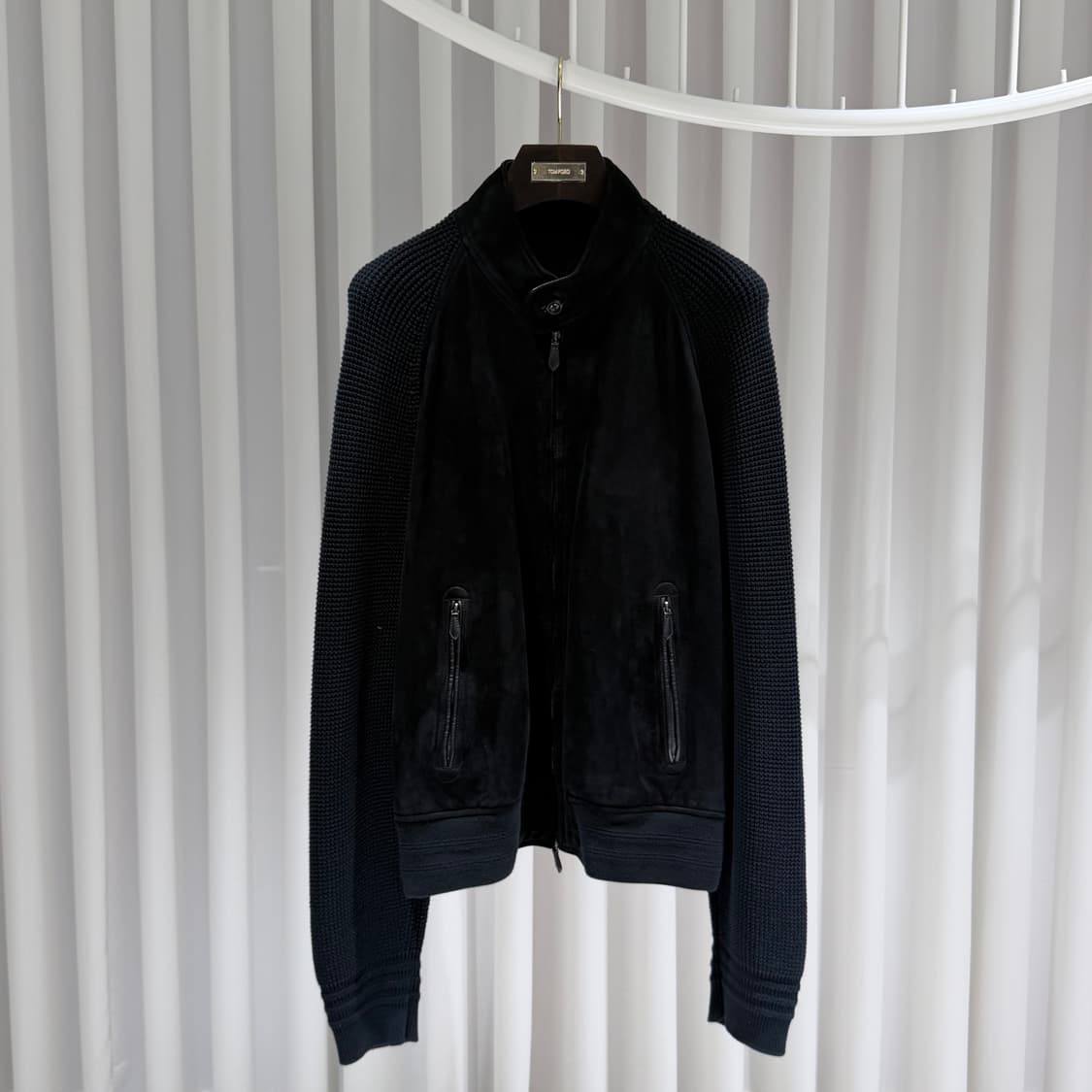 (A+/58) / 톰포드 스웨이드 니트 집업 블랙 상품이미지1