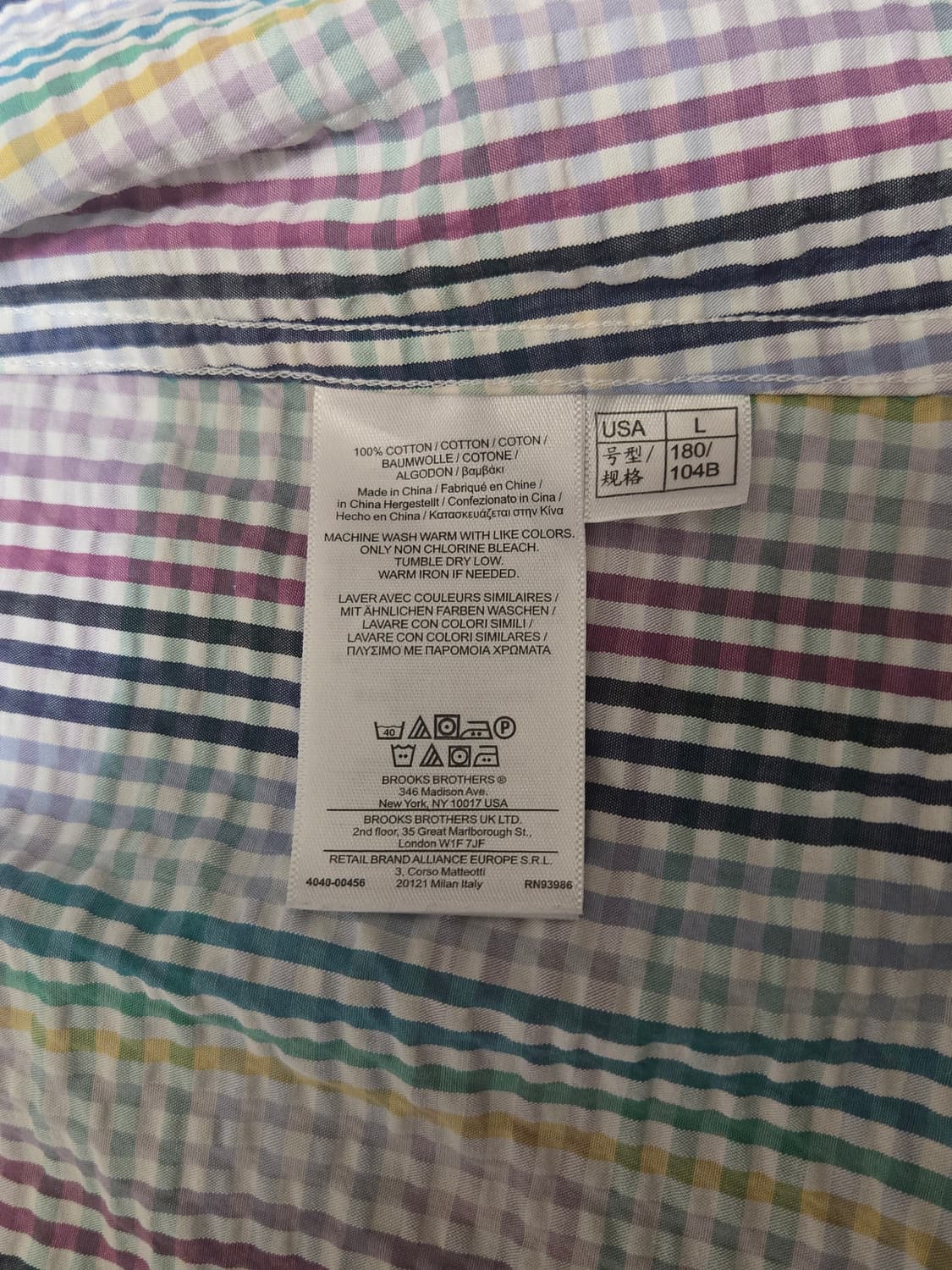 브룩스브라더스 멀티 체크 시어서커 셔츠 L 상품이미지8