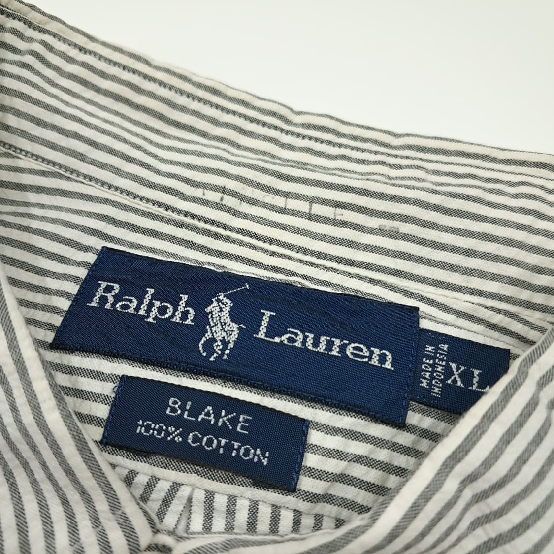 CK022 XL 폴로 90s 시어서커 스모크그레이 스트라이프 반팔 셔츠 상품이미지3