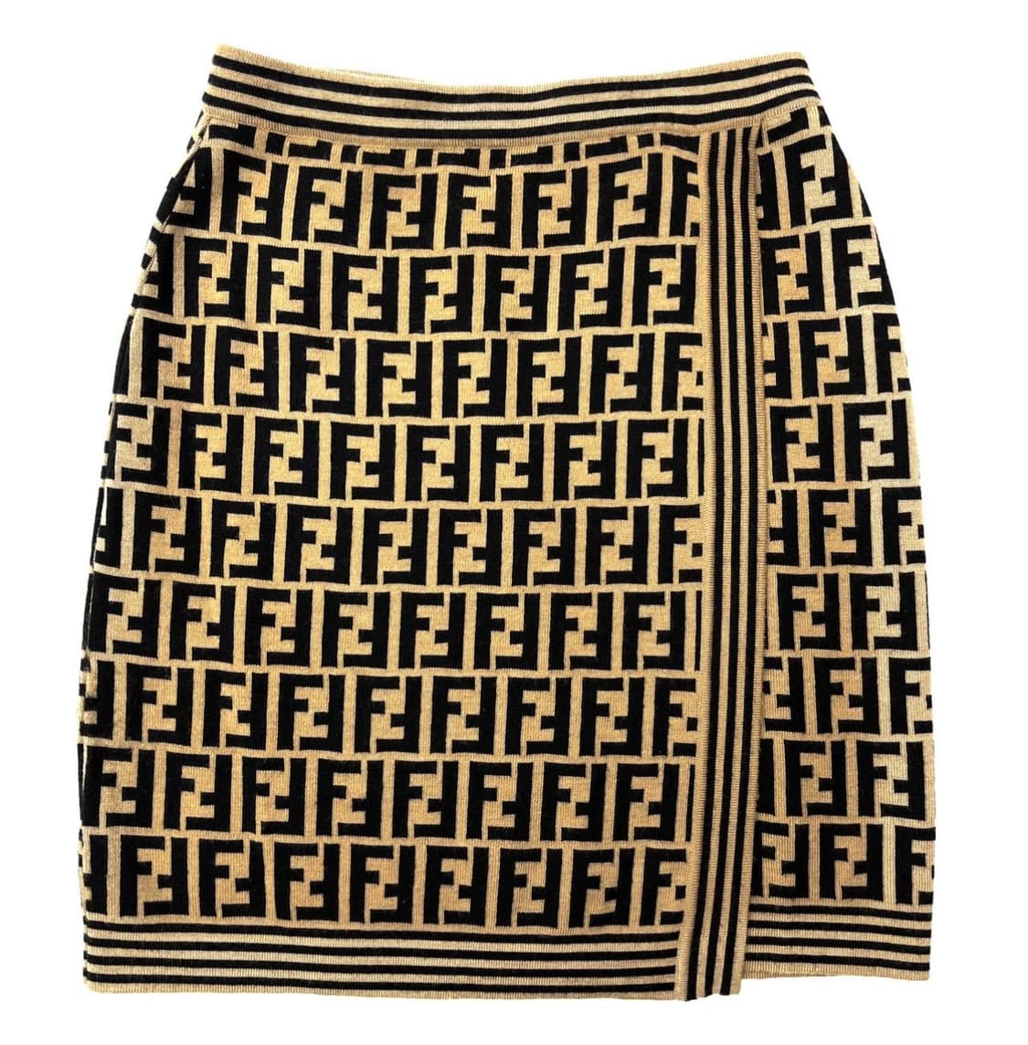 Fendi 펜디 모노그램 FF 주카 로고 메리노 울 랩 스커트 상품이미지1