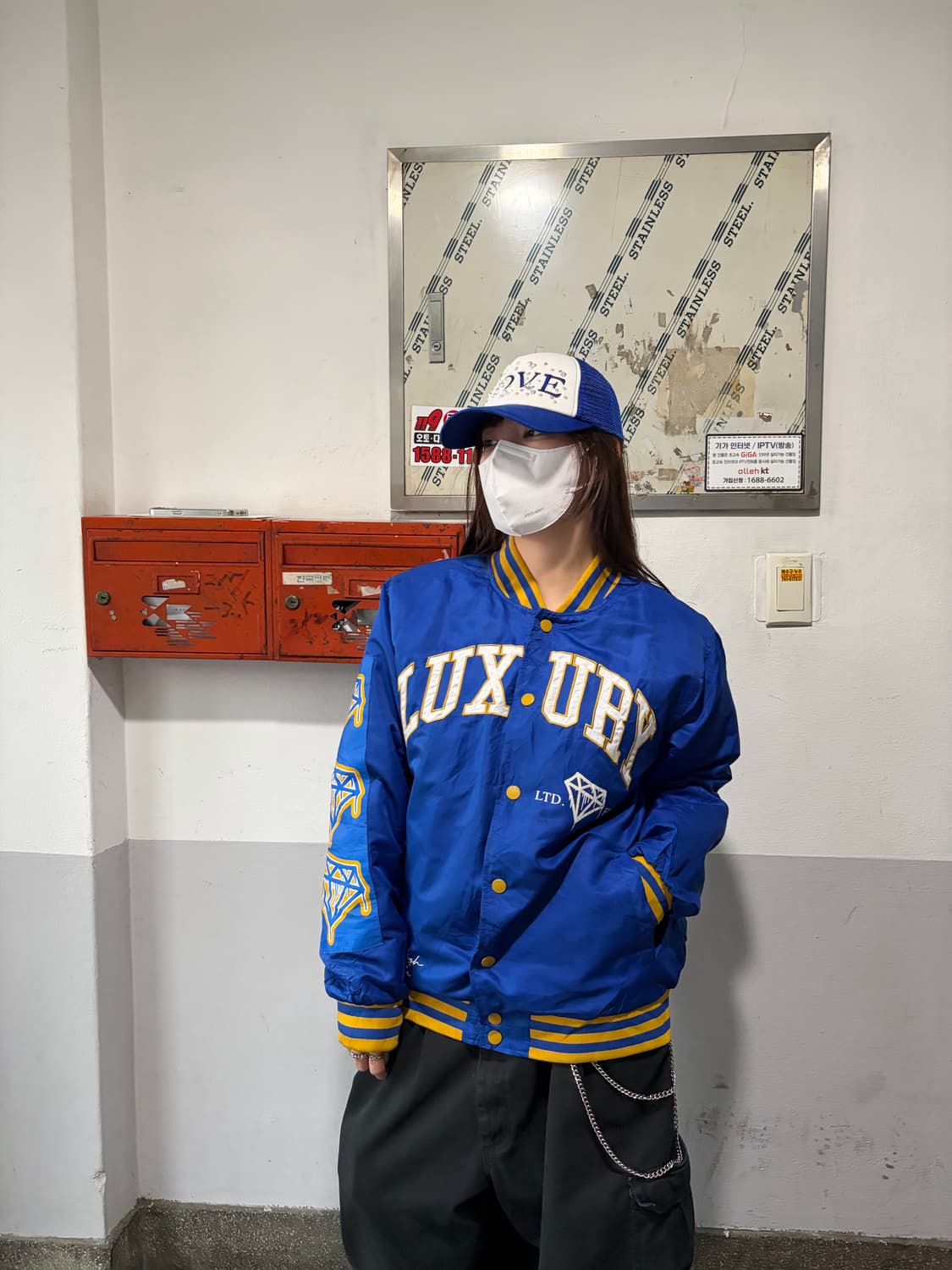 90s 올드스쿨 빅로고 블루 스타디움jk 상품이미지3