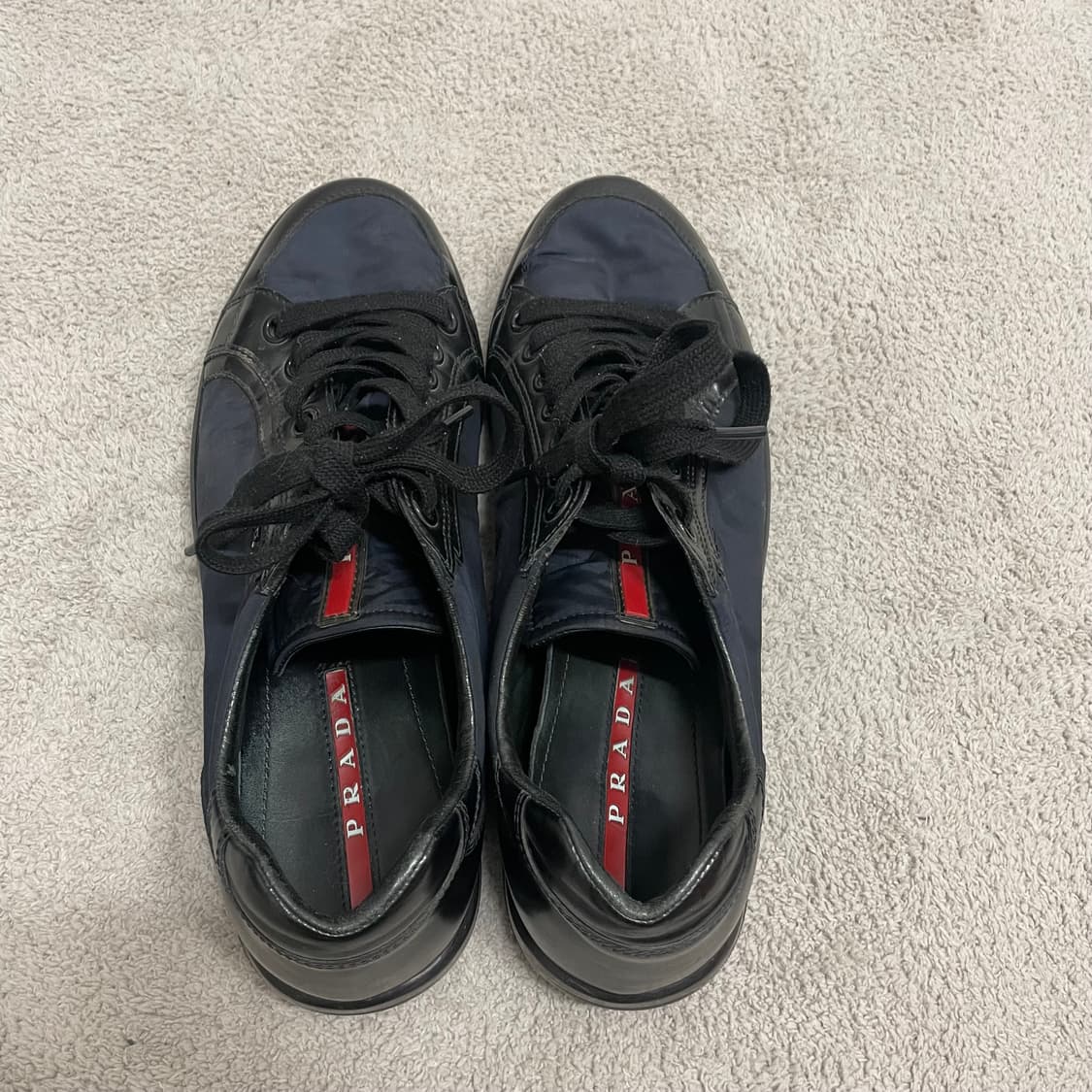 270) 프라다 스포츠 레더 나일론 메탈 로고 트레이너 스니커즈 상품이미지3