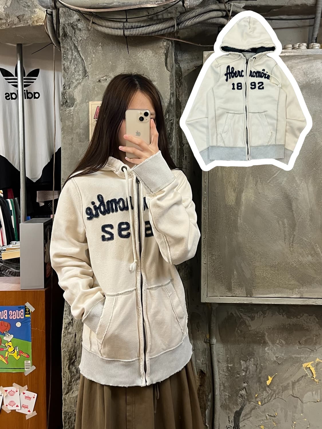 아베크롬비 후드집업 아이보리 M #csz924 상품이미지1