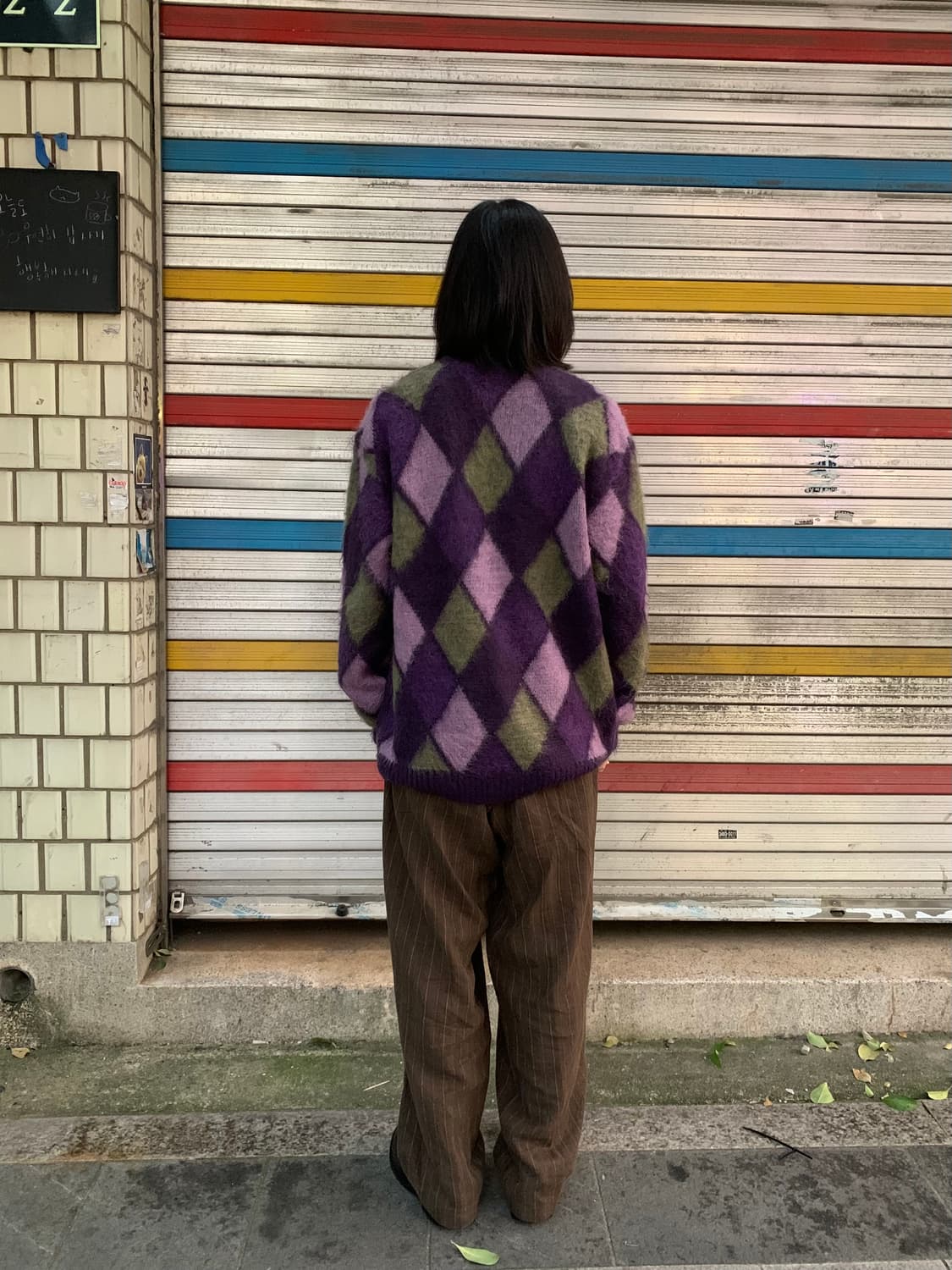 니들스 아가일 패턴 모헤어 가디건 상품이미지3